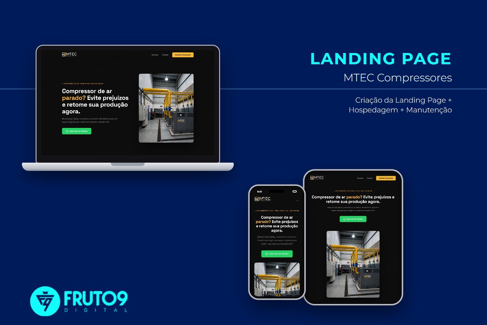 Landing Page MTEC Compressores - Fruto9 Digital