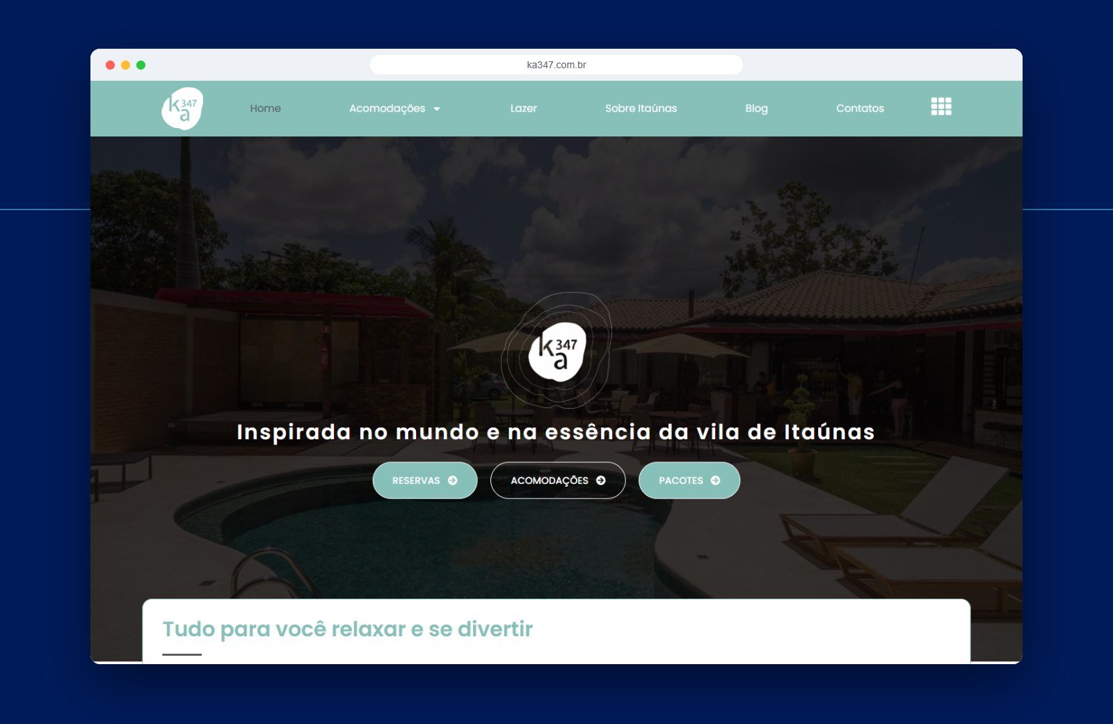 Página inicial do site Pousada KA 347